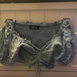 Fab'rik Light Blue Smocked Blouse